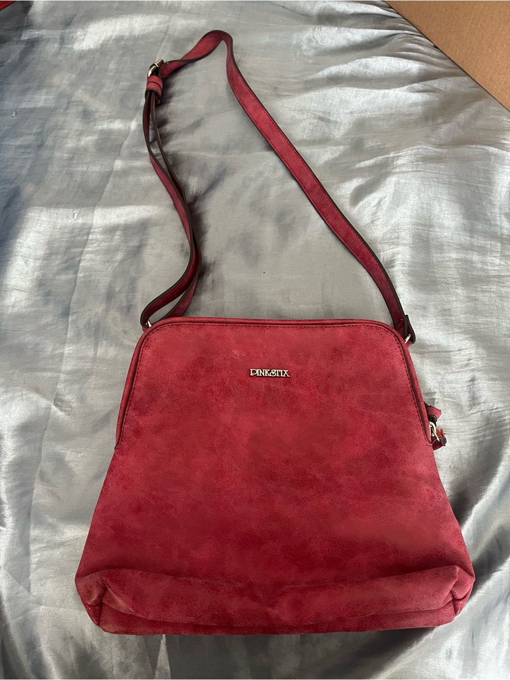 Red Leather Crossbody Shoulder Bag